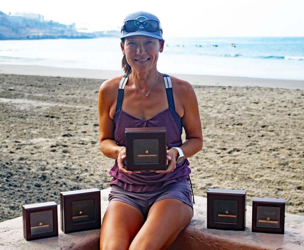 Hiromi Sasano with all five of her USTA National Title trophies
