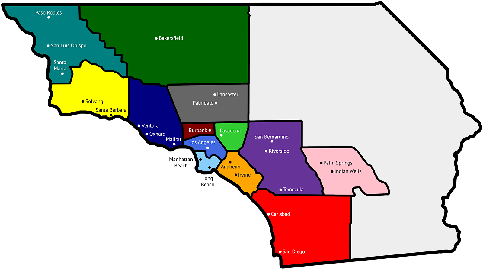 Southern California League Map